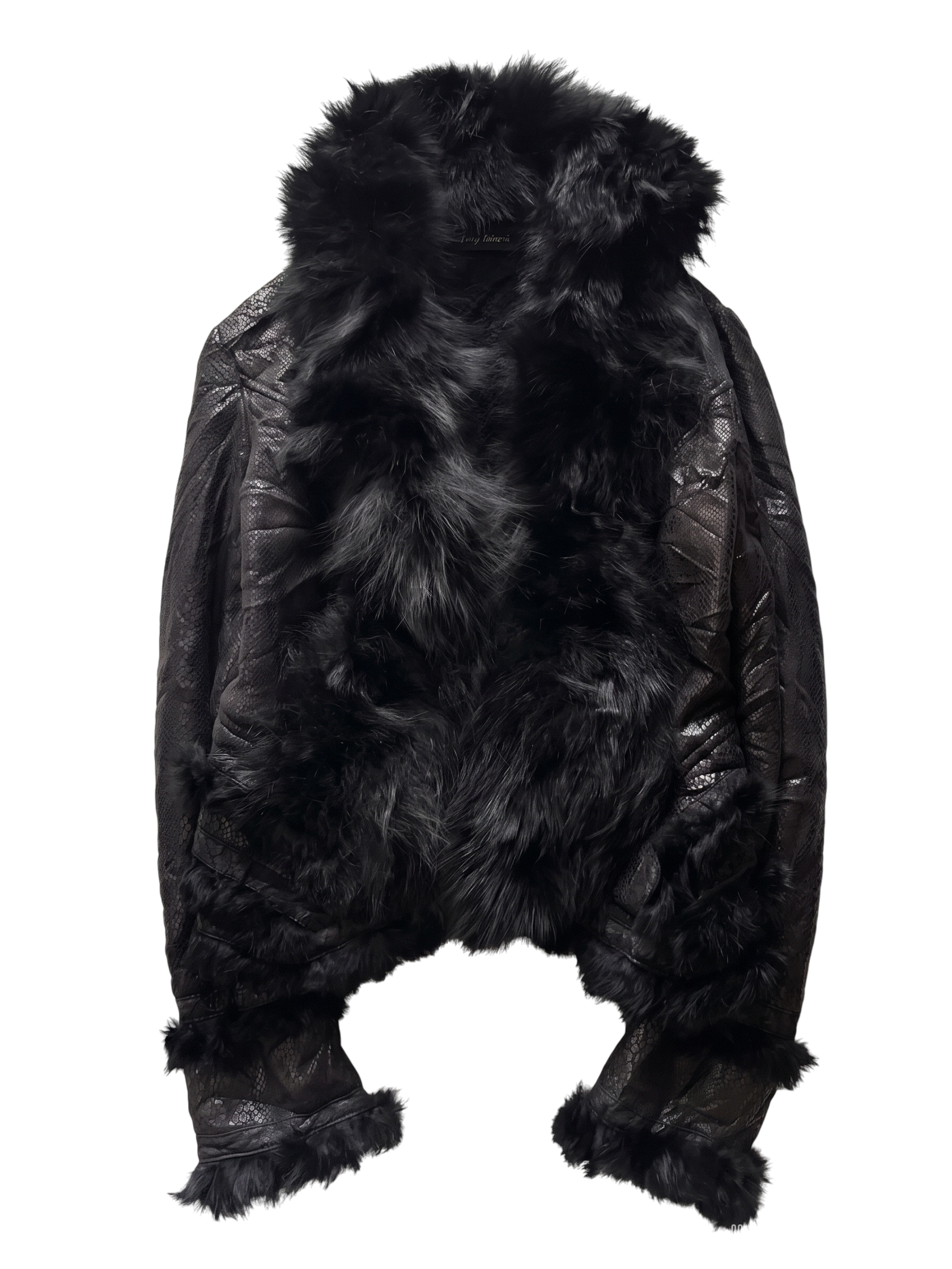 Cropped Faux Fur Trimmed Jacket