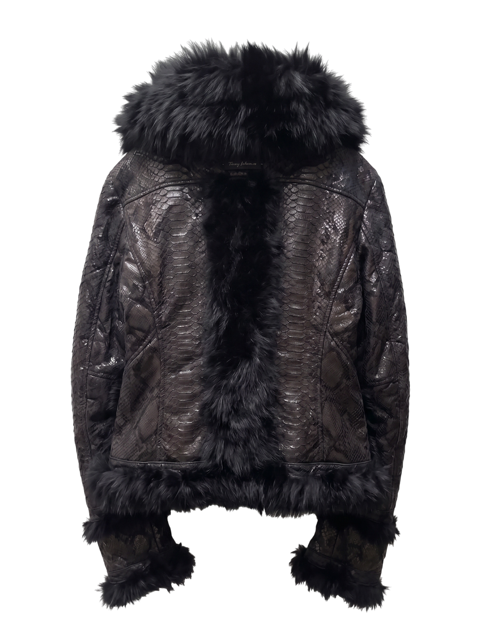 Cropped Faux Fur Trimmed Jacket back