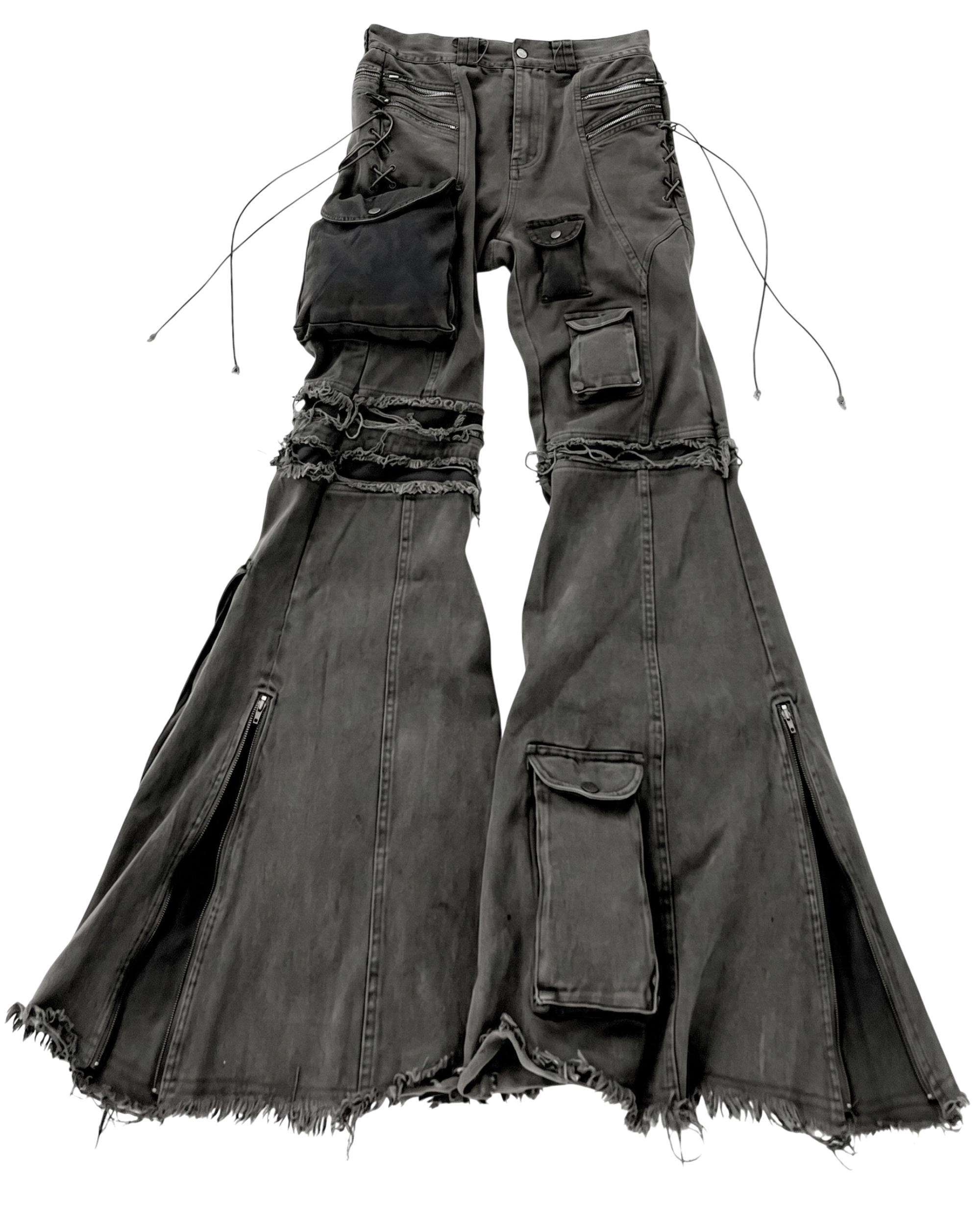 Deconstructed Flare Utility Cargo Pants