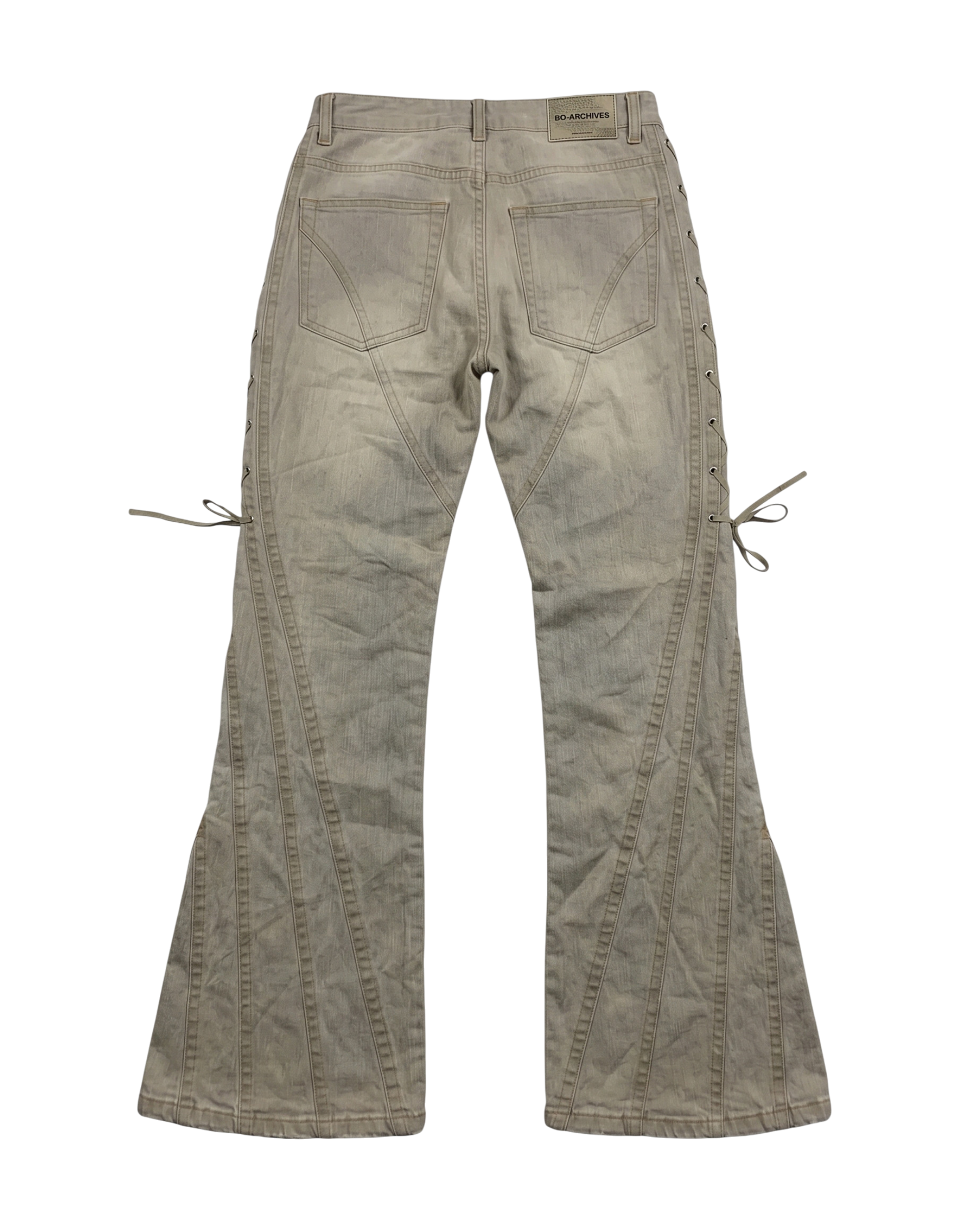 Lace-Up Paneled Flare Jeans back
