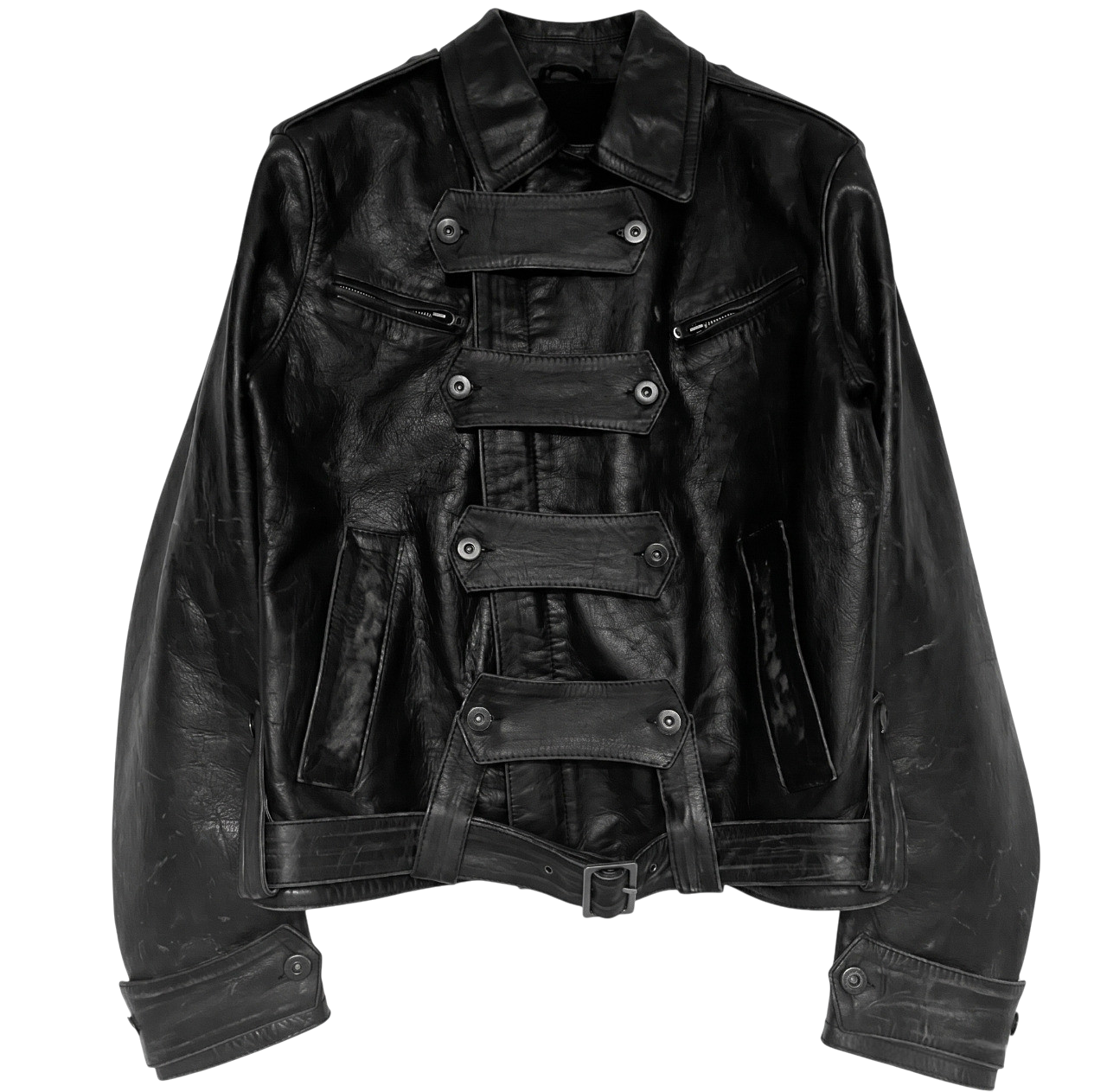 Multi-Strap Leather Jacket